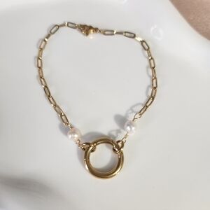 Handmade Paperclip Pearl Carabiner Bracelet